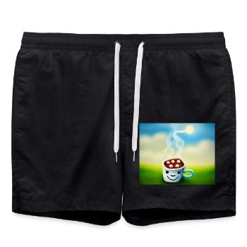 Autistic Art – sun-kissed coffee - Swim Trunks - black - Front - AI Model Male 185 light (185cm)