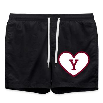 Letter y heart sport trend burgundy - gift idea - Swim Trunks - black - Front - AI Model Male 185 light (185cm)
