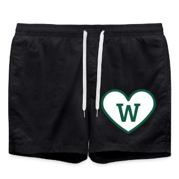 Buchstabe w Herz Sport Trend grün - Geschenkidee - Badeshorts - Schwarz - Vorne - AI Model Male 185 light (185cm)