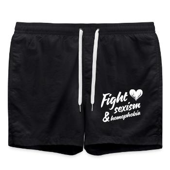 Lutter contre le sexisme et l’homophobie - Short de bain - noir - Devant - AI Model Male 185 light (185cm)