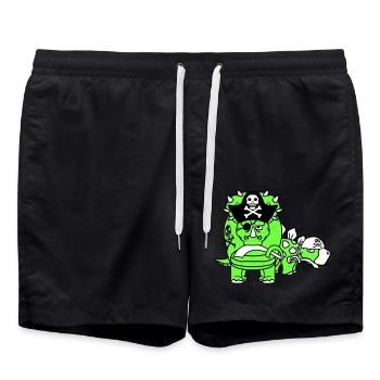 Triceratops Stegosaurus 2 Dinosaurier Pirat Dino - Badeshorts - Schwarz - Vorne - AI Model Male 185 light (185cm)