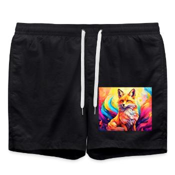 cute fox #fox #cute - Swim Trunks - black - Front - AI Model Male 185 light (185cm)