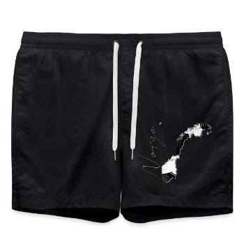 Norwegen Landkarte umrahmt echten Fußball NO - Badeshorts - Schwarz - Vorne - AI Model Male 185 light (185cm)