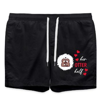 Loutre demi-amour cadeau - Short de bain - noir - Devant - AI Model Male 185 light (185cm)