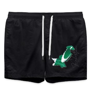 Drapeau du Pakistan sur la carte du Pakistan - Short de bain - noir - Devant - AI Model Male 185 light (185cm)