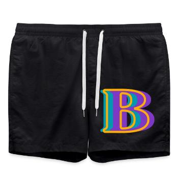 Multicoloured letter b - original gift idea - Swim Trunks - black - Front - AI Model Male 185 light (185cm)