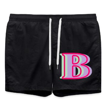 Multicoloured letter b - original gift idea - Swim Trunks - black - Front - AI Model Male 185 light (185cm)