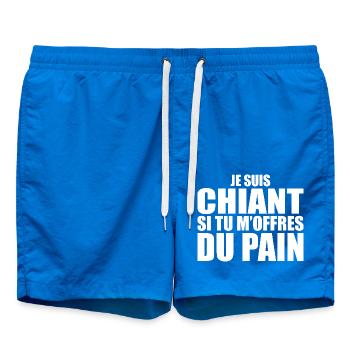 Man Who Adores: Bread. Funny Design Humor - Swim Trunks - cobalt blue - Front