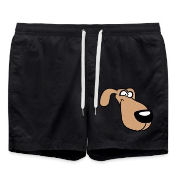 Dog Face Funny Silly Funny Crazy Comic - Swim Trunks - black - Front - AI Model Male 185 light (185cm)
