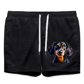Dachshund dog pet charm intelligence loyalty snout - Badeshorts - Schwarz - Vorne - AI Model Male 185 light (185cm)
