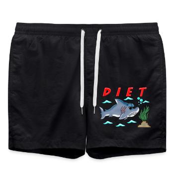Lustige Diät Cartoon Hai Humor Sarkastisches Design - Badeshorts - Schwarz - Vorne - AI Model Male 185 light (185cm)