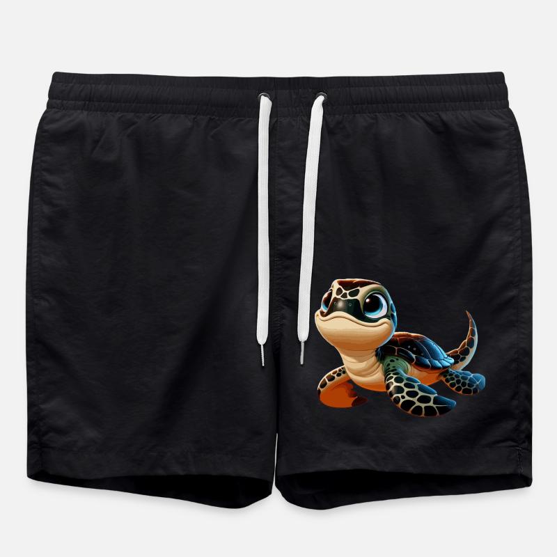 Green turtle young - Swim Trunks - black