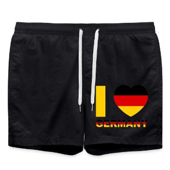 I Love Germany Flag Heart - Swim Trunks - black - Front - AI Model Male 185 light (185cm)