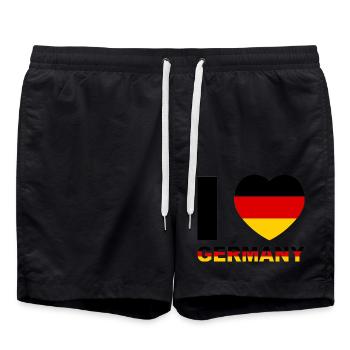 I Love Germany Minimal Design - Badeshorts - Schwarz - Vorne - AI Model Male 185 light (185cm)