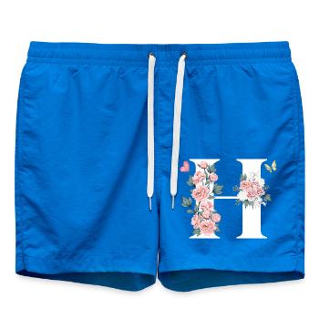 Lettre h fleurs rose - Short de bain - cobalt blue - Devant