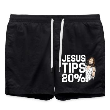 Jesus Tips 20% 6 - Badeshorts - Schwarz - Vorne - AI Model Male 185 light (185cm)