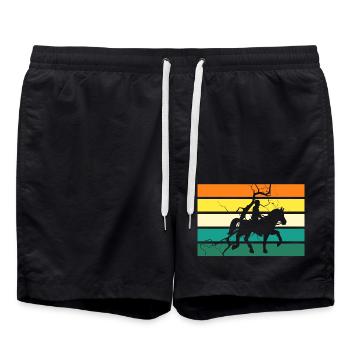 Reiten Pferde - Badeshorts - Schwarz - Vorne - AI Model Male 185 light (185cm)