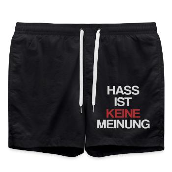 Hass ist keine Meinung | Gegen Rechts - Badeshorts - Schwarz - Vorne - AI Model Male 185 light (185cm)