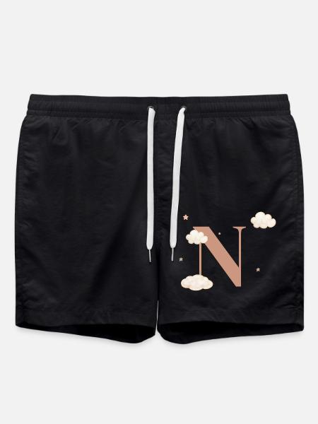 Letter n clouds stars - Swim Trunks - black