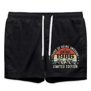 Gift to Celebrate Your Birth Year 1986 - Swim Trunks - black - Front - AI Model Male 185 light (185cm)