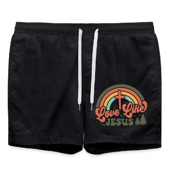 Love like jesus - Swim Trunks - black - Front - AI Model Male 185 light (185cm)