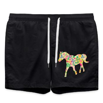 Reiten Pferd - Badeshorts - Schwarz - Vorne - AI Model Male 185 light (185cm)