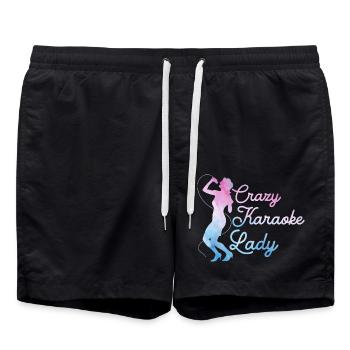 Crazy Karaoke Lady Singer Singing - Badeshorts - Schwarz - Vorne - AI Model Male 185 light (185cm)