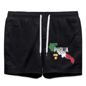 Puglia Italy Retro Region Vintage Souvenir - Swim Trunks - black - Front - AI Model Male 185 light (185cm)