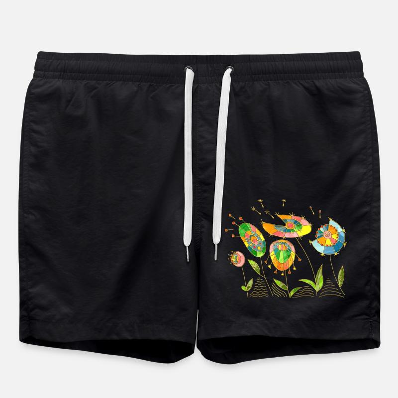 Flowers - Swim Trunks - black