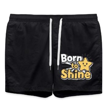 Born to Shine – Strahlender Stern - Badeshorts - Schwarz - Vorne - AI Model Male 185 light (185cm)
