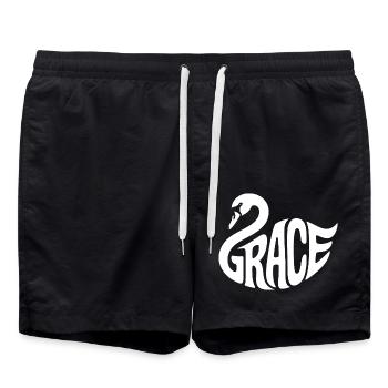 Grace - Cooles Schwanen-Logo - Badeshorts - Schwarz - Vorne - AI Model Male 185 light (185cm)