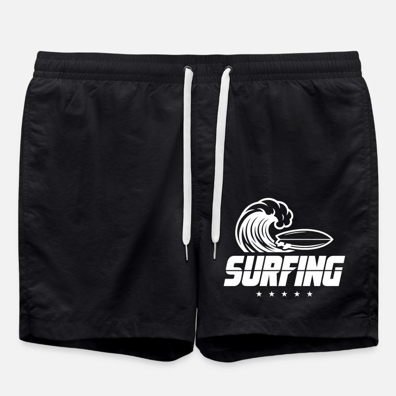 Surfing Surfboard - Swim Trunks - black