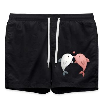 Delfin Paar Boyfriend Girlfriend - Badeshorts - Schwarz - Vorne - AI Model Male 185 light (185cm)