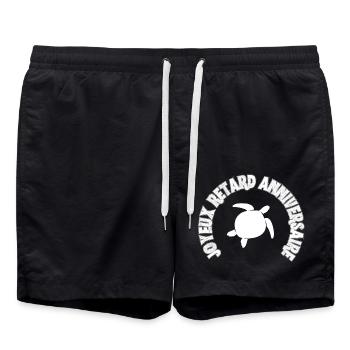 Joyeux Retard Anniversaire - Short de bain - noir - Devant - AI Model Male 185 light (185cm)