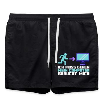 Computer Gamer Programmer Administrator Gamer - Swim Trunks - black - Front - AI Model Male 185 light (185cm)