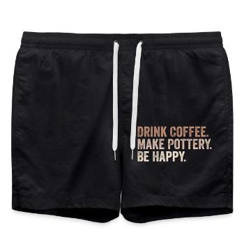 Kaffee trinken Töpfern Töpfern Glücklich sein Kaffee Keramik - Badeshorts - Schwarz - Vorne - AI Model Male 185 light (185cm)