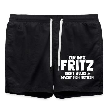 Fritz - Badeshorts - Schwarz - Vorne - AI Model Male 185 light (185cm)