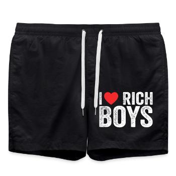 Ich liebe Rich Boys T-Shirts I Herz Rich Boys Lustig - Badeshorts - Schwarz - Vorne - AI Model Male 185 light (185cm)