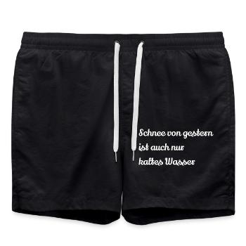 Schnee von gestern ist auch nur kaltes Wasser - Badeshorts - Schwarz - Vorne - AI Model Male 185 light (185cm)