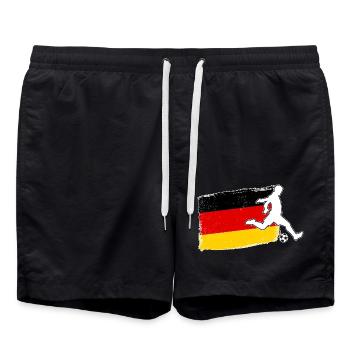Fußballspieler Deutschland Flagge Fußball - Badeshorts - Schwarz - Vorne - AI Model Male 185 light (185cm)