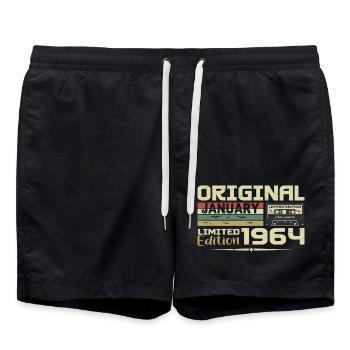 January 1964 | January 1964 Birthday Gift - Swim Trunks - black - Front - AI Model Male 185 light (185cm)
