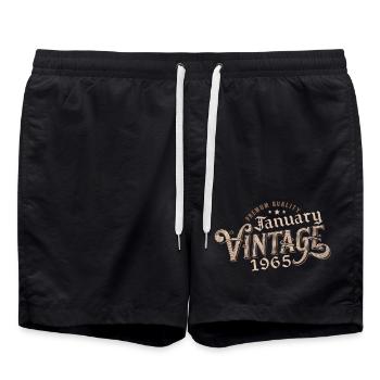 January 1965 | 1965 January Vintage Birthday - Swim Trunks - black - Front - AI Model Male 185 light (185cm)