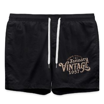 Januar 1957 | 1957 Januar Vintage Geburtstag - Badeshorts - Schwarz - Vorne - AI Model Male 185 light (185cm)