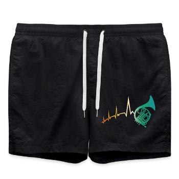 Horn player heartbeat French horn - Swim Trunks - black - Front - AI Model Male 185 light (185cm)
