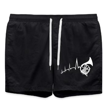 Horn player heartbeat French horn - Swim Trunks - black - Front - AI Model Male 185 light (185cm)