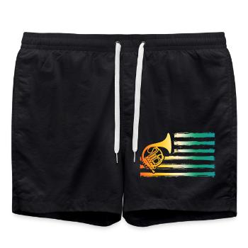 Horn player French horn - Swim Trunks - black - Front - AI Model Male 185 light (185cm)