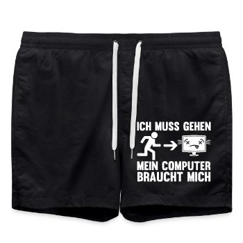 Gamer Gamer Programmer Administrator Computer - Swim Trunks - black - Front - AI Model Male 185 light (185cm)