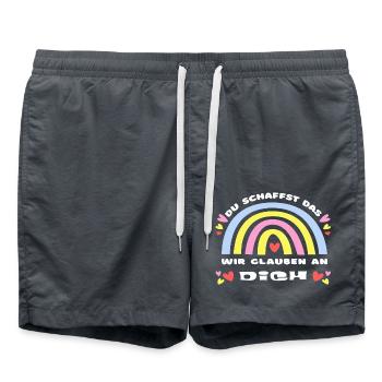 GLÜCKSBRINGER Du schaffst das! Wir glauben an dich - Badeshorts - Anthrazit - Vorne - AI Model Male 185 light (185cm)