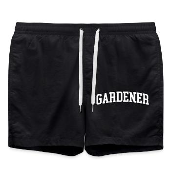 gardener arch text classic gardening lover - Swim Trunks - black - Front - AI Model Male 185 light (185cm)