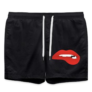 Les lèvres rouges disent embrasse-moi - Short de bain - noir - Devant - AI Model Male 185 light (185cm)